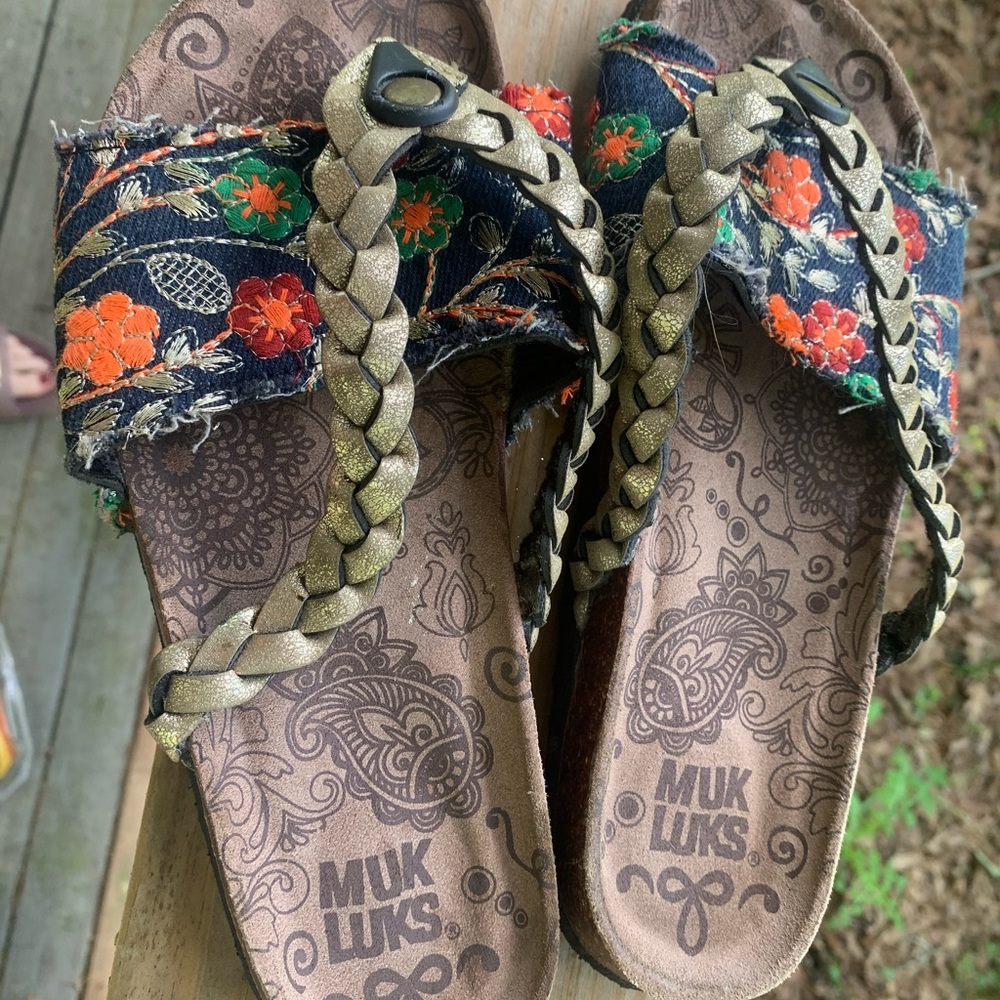 Denim Floral MukLuk Sandals